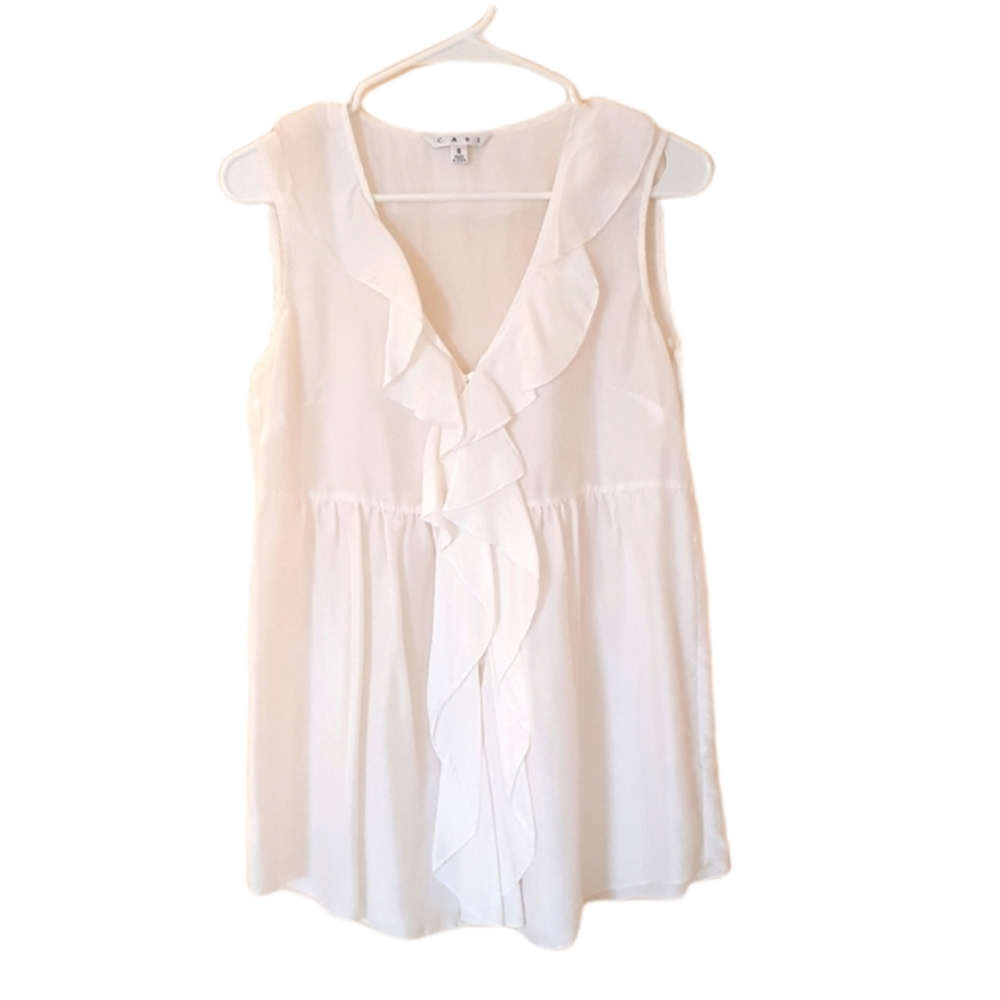CAbi Off White Button up See through Blouse